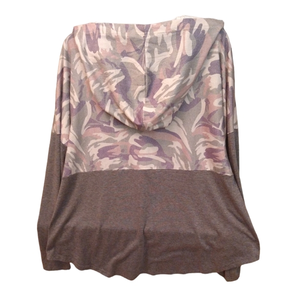 Women's Plus size Gray/Camo Lace Up Hooded Pullover Shirt size XXL mc - Picture 5 of 5